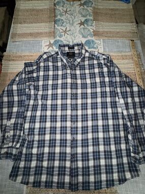 Viyella Men's Long Sleeve Shirt, Button-Down, Blue Black, Traditional Fit, XXL